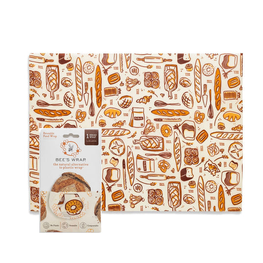 Bees wrap with bread design on a white background