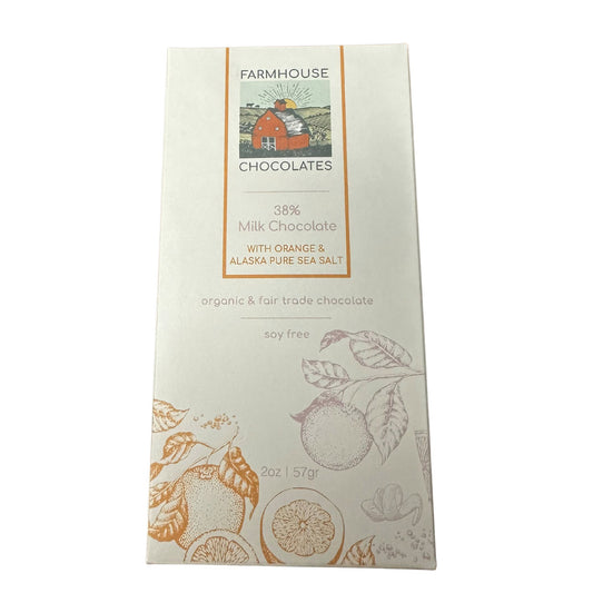 Organic Chocolate Bar with Orange + Alaska Pure Sea Salt