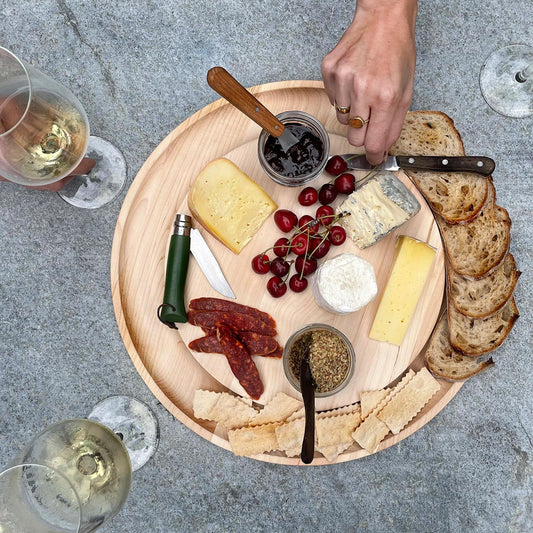 Maple Round Cheese Board With Cracker Groove-16"