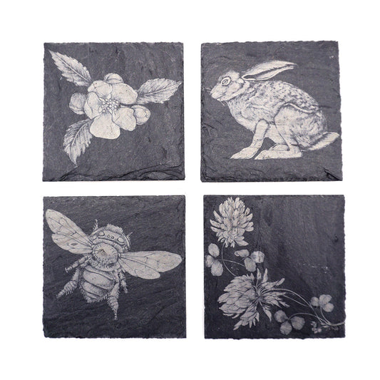 Laura Zindel Slate Coasters - Spring- Set of 4