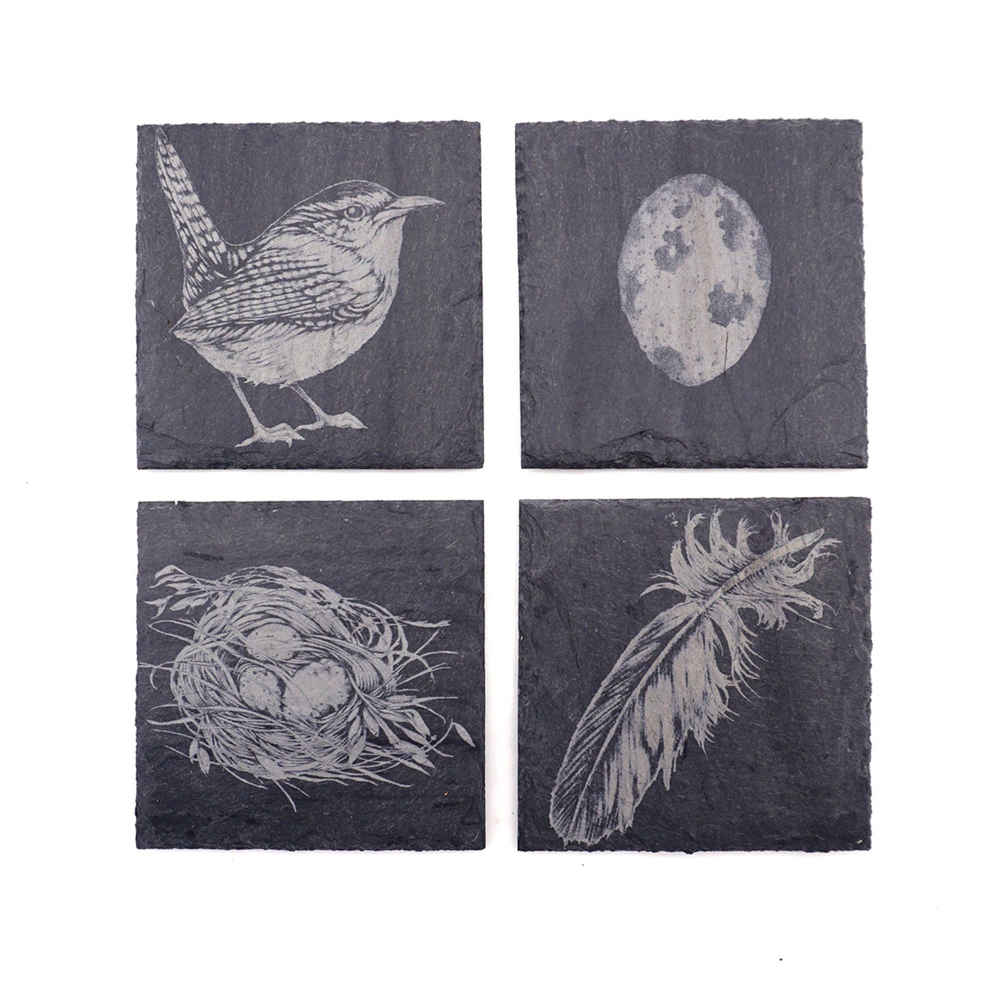 Laura Zindel Slate Coasters - Wren- Set of 4