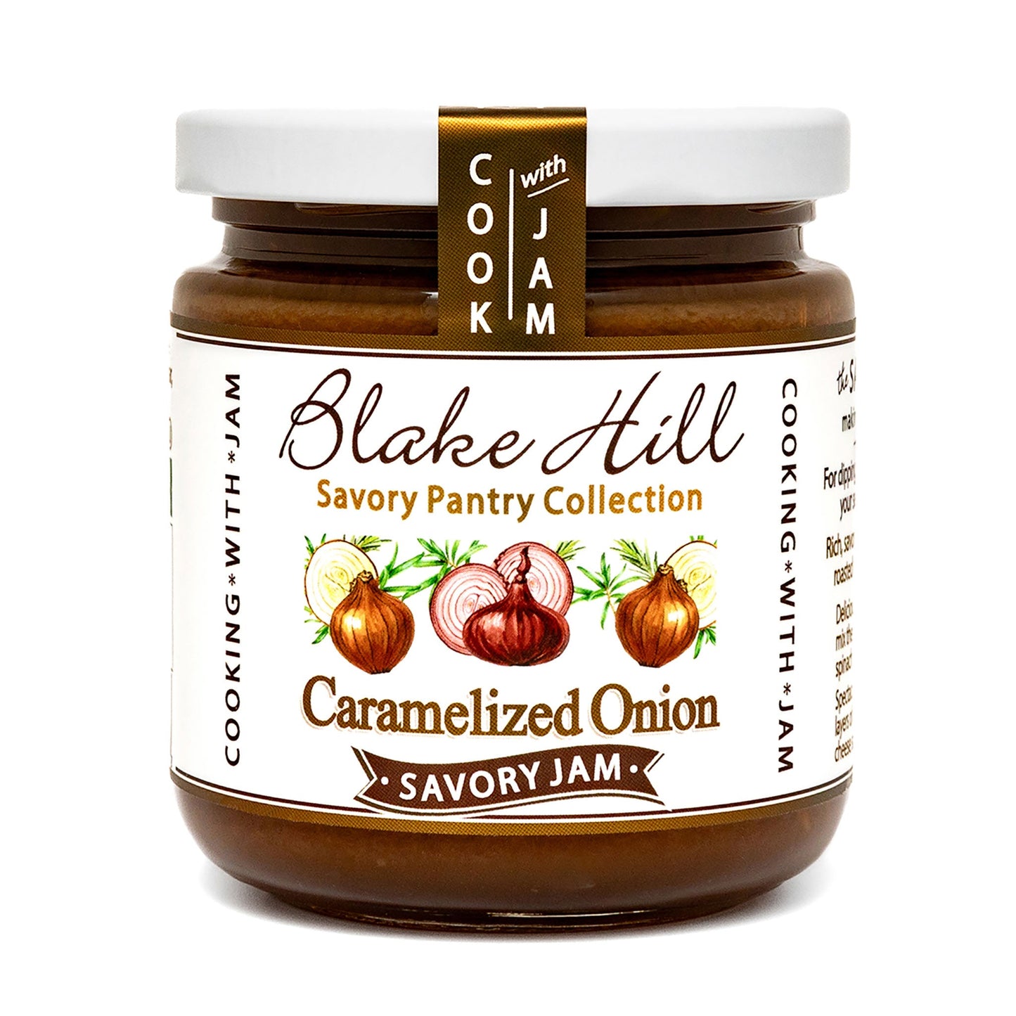 A jar of Blake Hill Preserves Caramelized Onion Savory Jam.