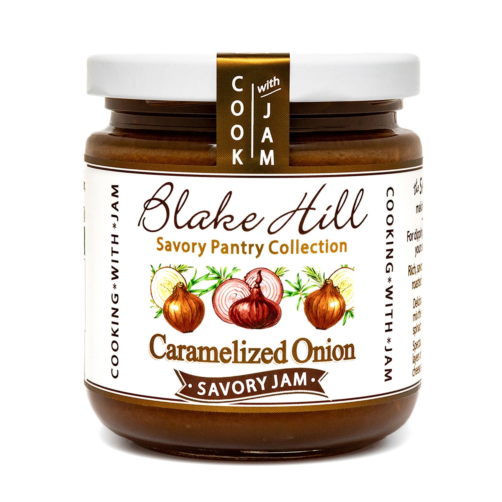 A jar of Blake Hill Preserves Caramelized Onion Savory Jam.