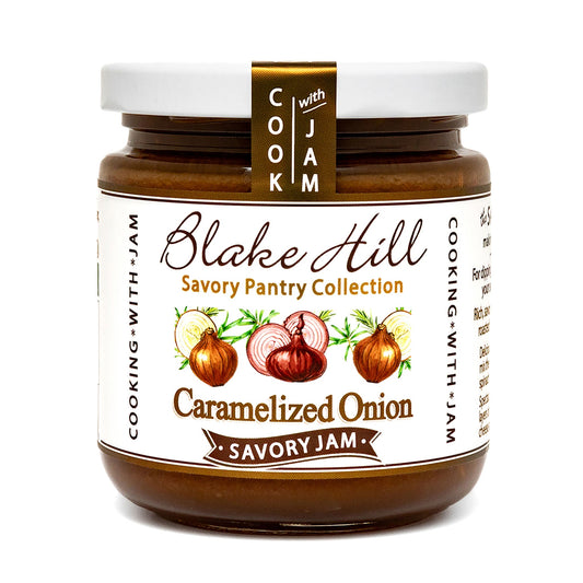 A jar of Blake Hill Preserves Caramelized Onion Savory Jam.