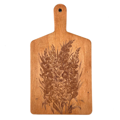 Artisan Maple Rectangle Handled Serving Board- Vintage Gladiolus