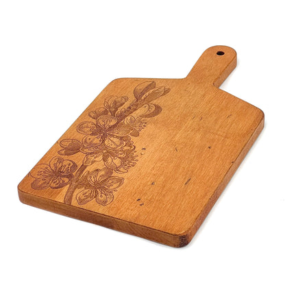 Artisan Maple Rectangle Handled Serving Board - Vintage Plum Blossoms