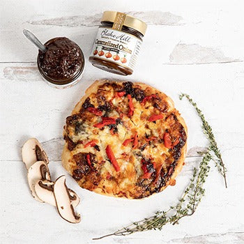 Caramelized Onion Pizza with Mushrooms & Gruyere