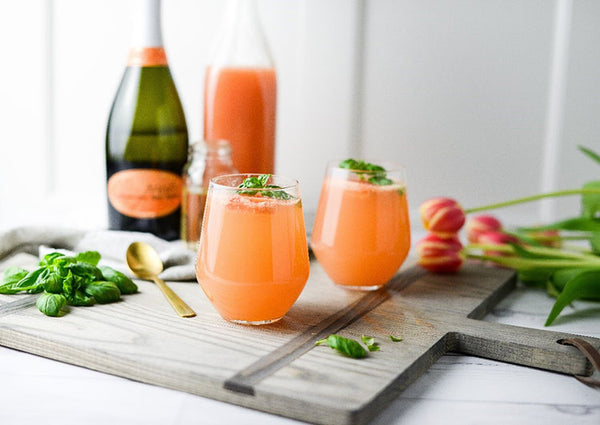 Mother's Day Grapefruit Basil Mimosas
